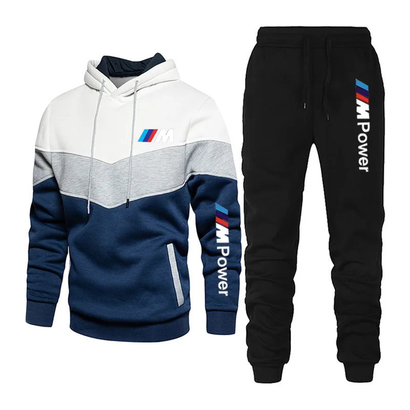 2025 BMW logo Men's set Sweatshirt Hoodies Clothing Casual Loose Streetwear Male Fashion Spring Top Outwear + Pants 2 Piece suit