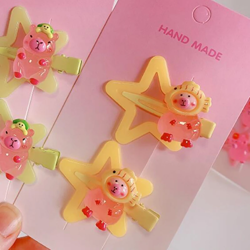 2 قطعة اكسسوارات ذاتية الصنع جديد ملون كابيبالا ستار BB مقاطع الشعر النساء الفتيات الاطفال لطيف المشابك الجانبية قبضة الشعر ستار دبوس الشعر