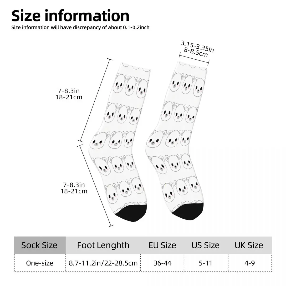 Cute Head Polar Bear Socks Male Mens Women Winter Stockings Hip Hop image 5