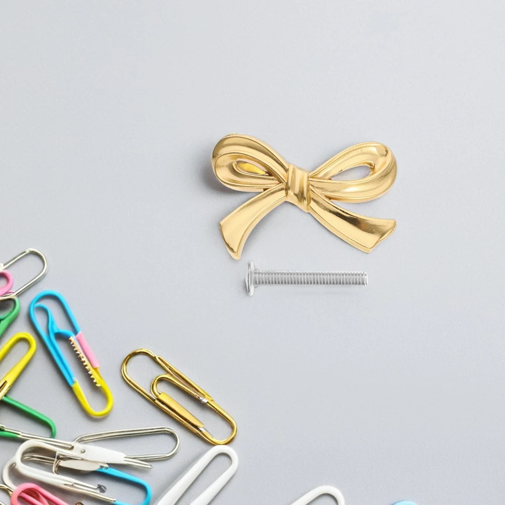 

3 set Brass Drawer Handles Bow Shape Cabinet Knobs Vintage Bookcase Wardrobe Furniture Hardware Cute Door Handles 3 Sets