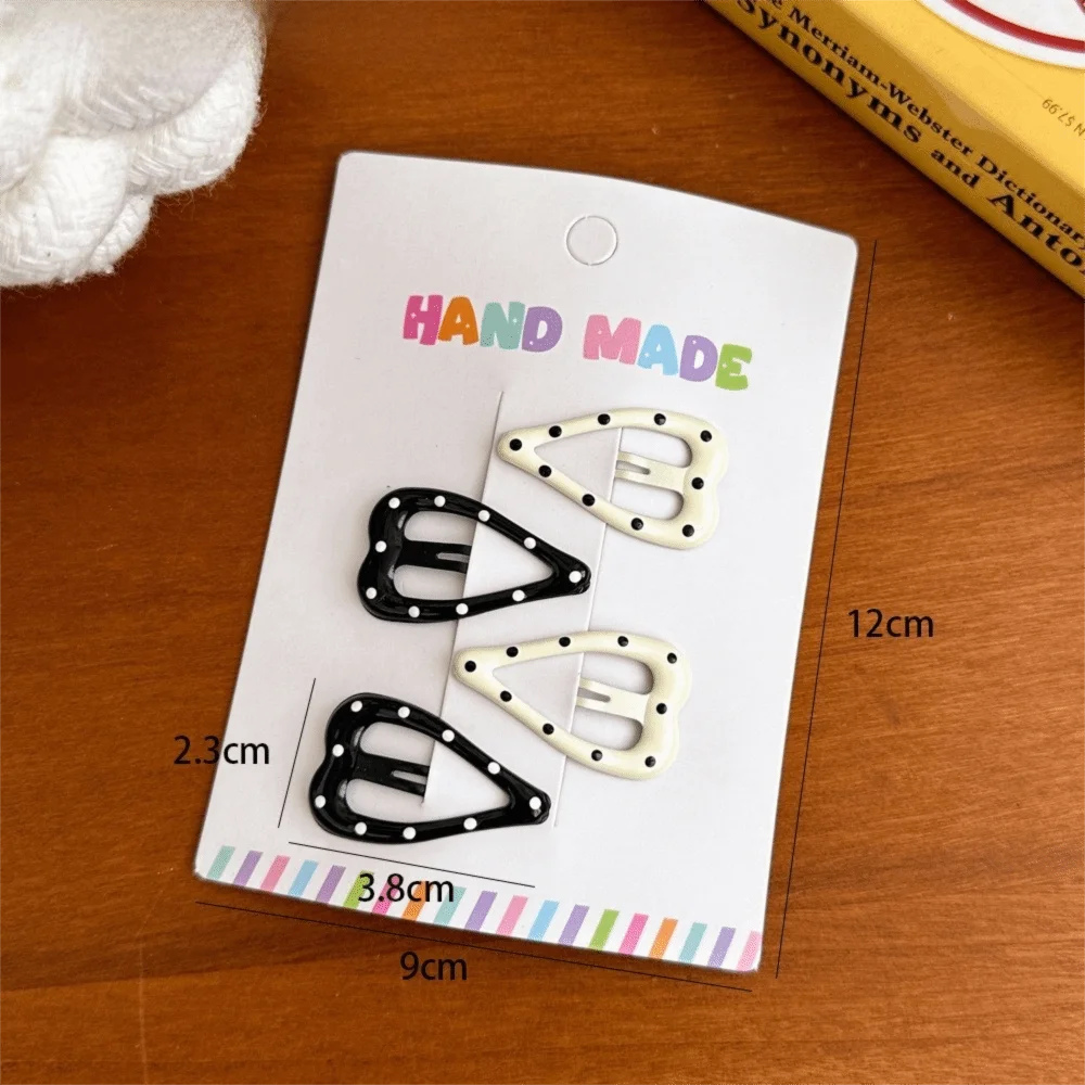4pcs/set Headwear Black White Dot Hair Clips Geometric Cute Hairpin Sweet Barrettes Hair Accessories