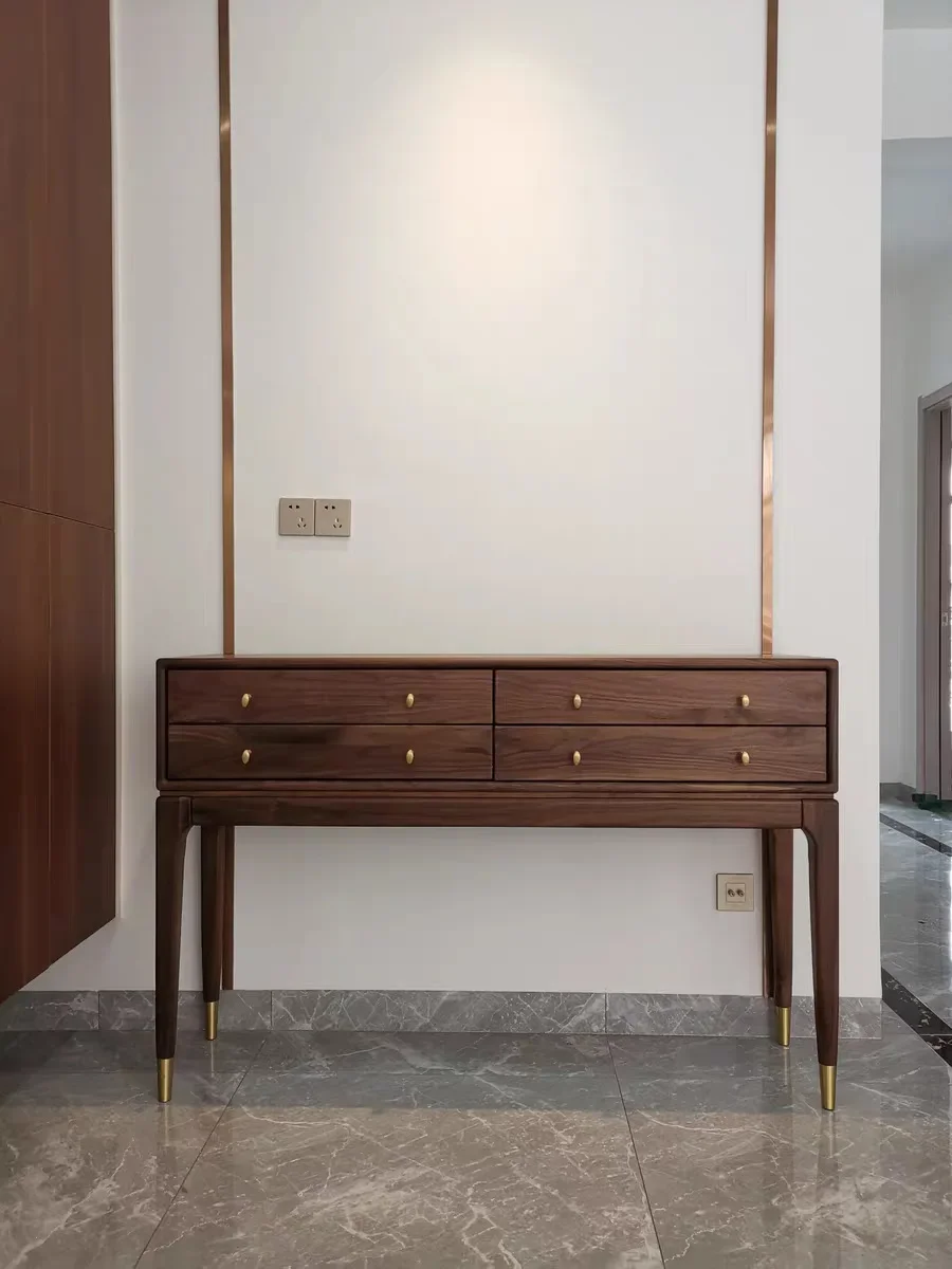 Entrance black walnut porch table locker aisle side cabinet long strip