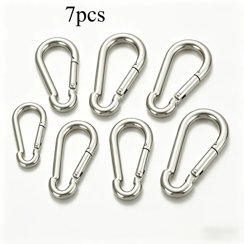 7PCS Outdoors Spring Gate Clips Keychains, Multi-functional Fitness Hammocks Camping Hiking Keyring Spring Hook Set Accessories