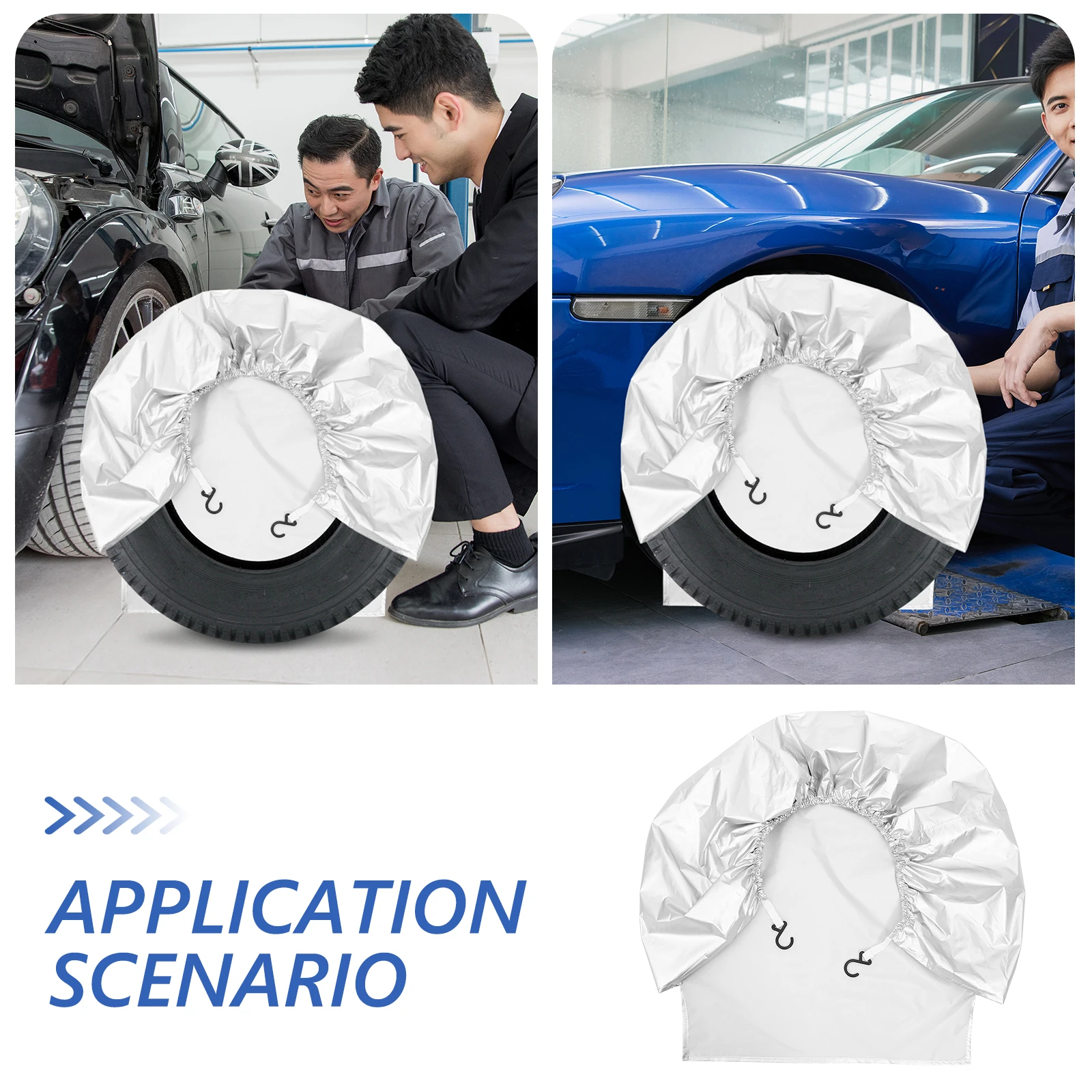 

4Pcs Spare Tire Covers Durable Rv Wheel Covers 201 Silver Coated Cloth Quick Install Tire Protector for Travel Trailers