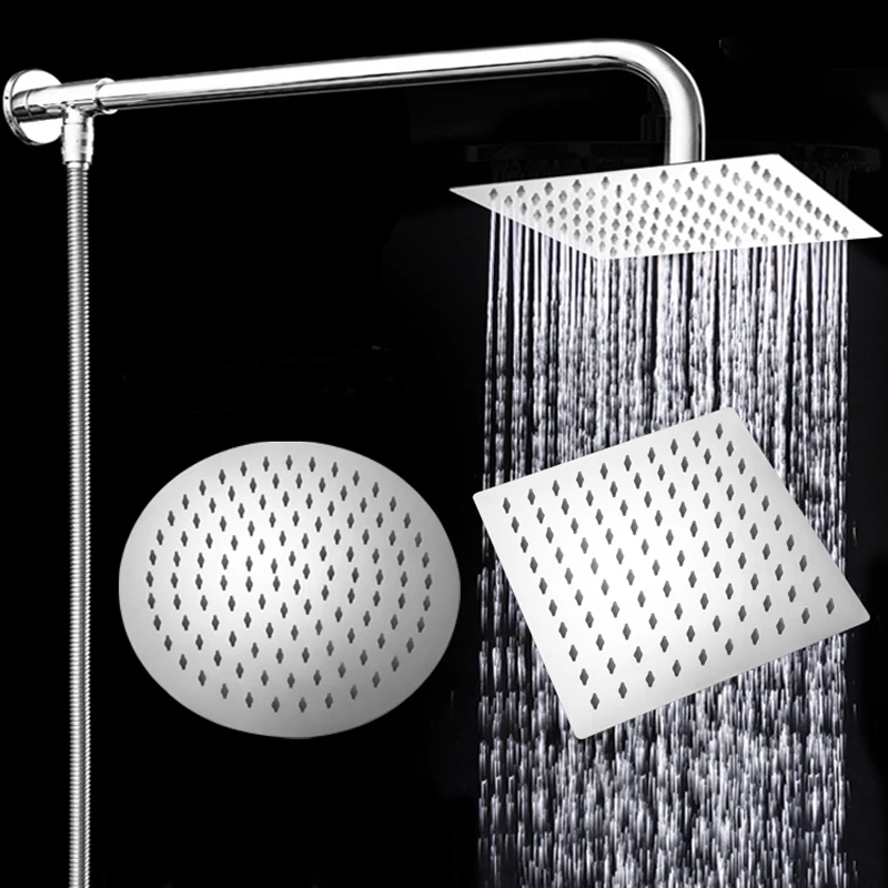 10/12 Inch 201/304 Stainless Steel Round Square Top Shower Head Ceiling Save Rain High Pressure For Bathtub The Bathroom System