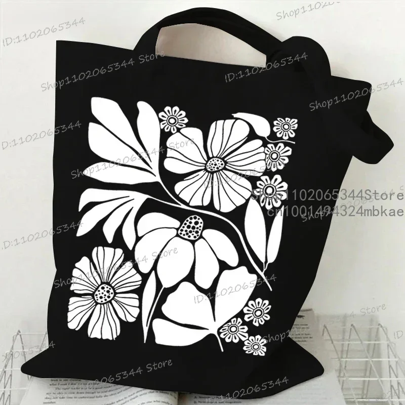Torba na ramię w stylu boho w kwiaty Vintage Plant Shopper Handbag Fashion Canvas dla kobiet Girls Student Graphic Flower Shoulder Bag — zdjęcie 5