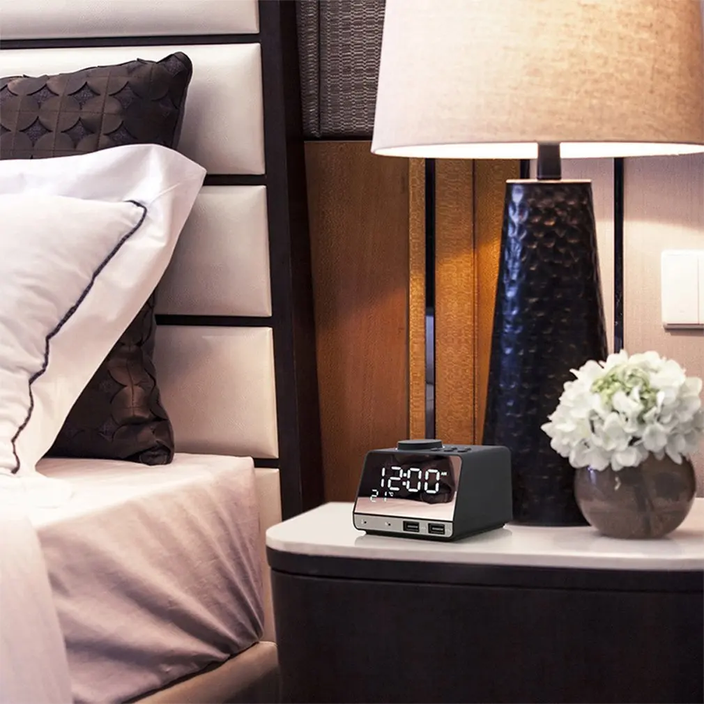 Radio Alarm Clock Speaker K11 Bluetooth With 2 USB Ports LED Digital Alarm Clock Home Decoration Snooze Table Clock