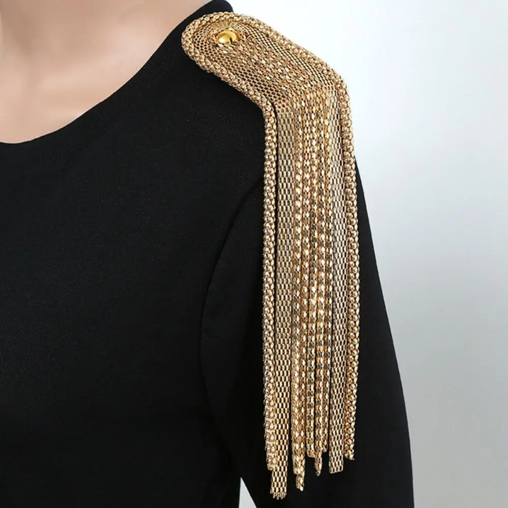 Clothing Accessories Pin Tassel Chain Epaulettes Metal Alloy Tassel Epaulet Cool Detachable Jacket Vintage Brooch Gift