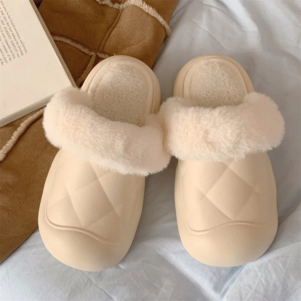 

Autumn and winter new comfortable indoor home outside wear Baotou cotton slippers creative removable plush sandals female