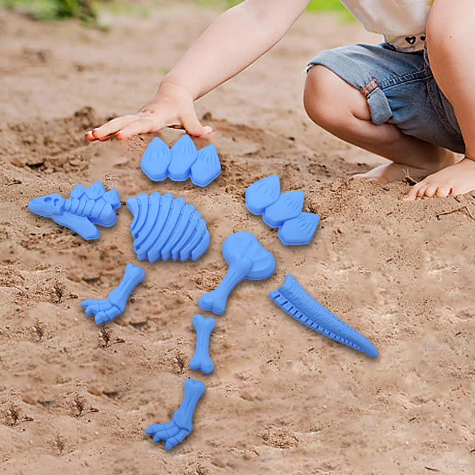 9x Play Sand Skeleton Dinosaurusspeelgoed, Strandspeelgoedmodelset, Sandbox Reisspeelgoed, Zomer buitenspellen voor jongens en meisjes