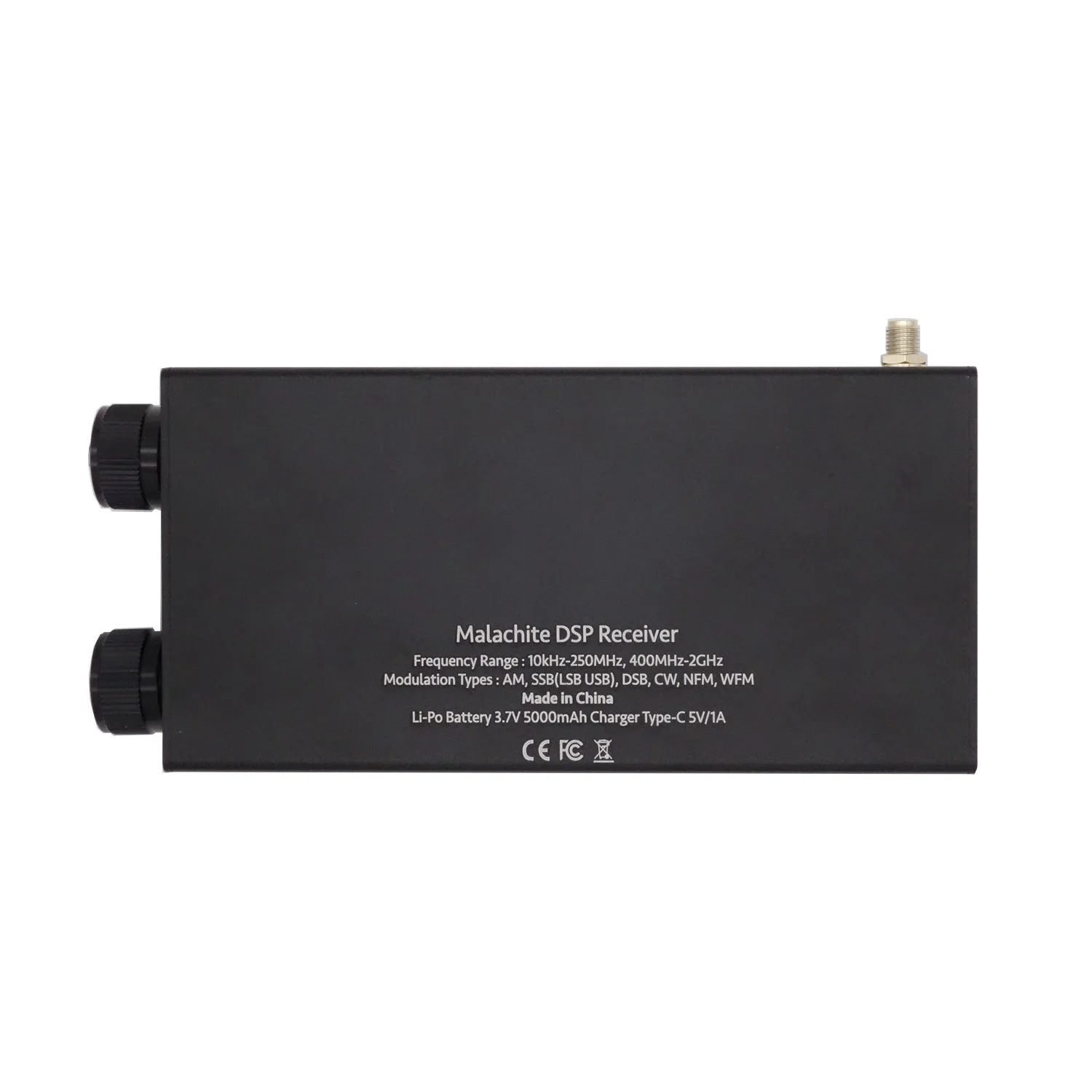 Receptor de Radio Malachite DSP SDR 1.10d V5 con placa opcional caja de Metal 5000mAh AM CW SSB NFM WFM Malahiteam