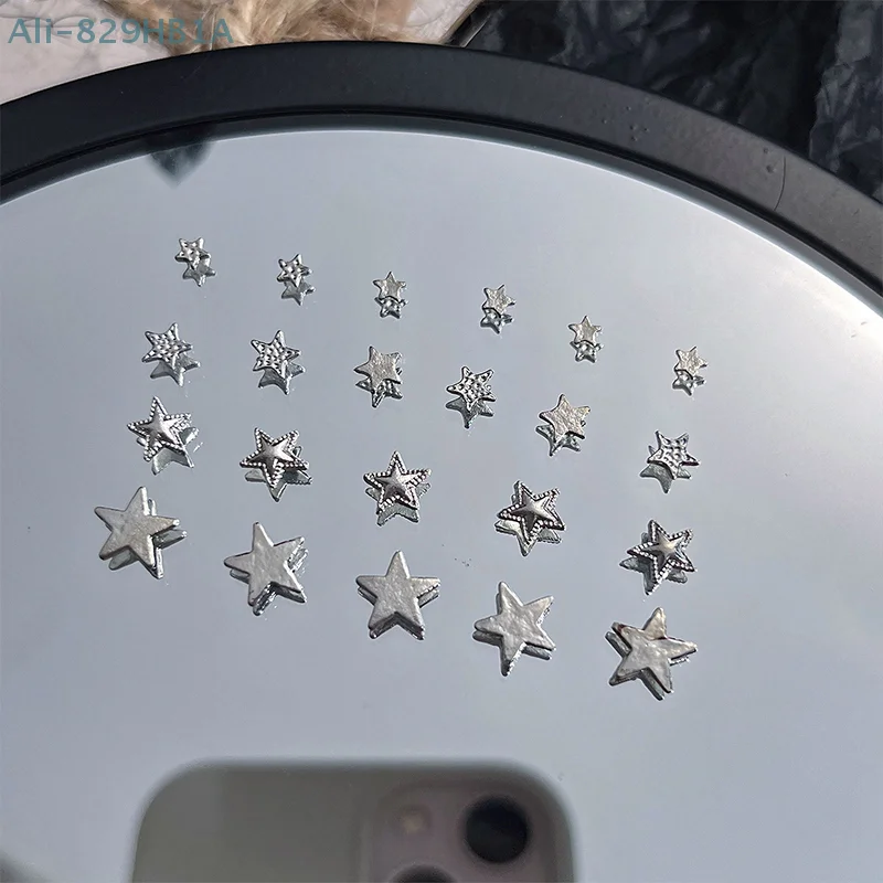 Punk Five-Pointed Star Nail Charms para as Mulheres, Metal Rhinestone Star Decorações, Brilhante Nail Jewelry, Artesanato DIY Suprimentos, 10 Pcs