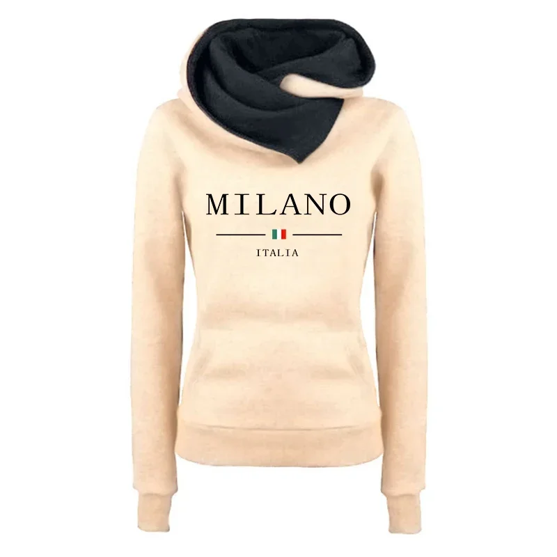 Italy Trend Woman Sweatshirts Urban Fashion Warm Slim Fit Hoodie Autumn Female Home Outdoor Casual Sporty Hoody Top Jogger Coats