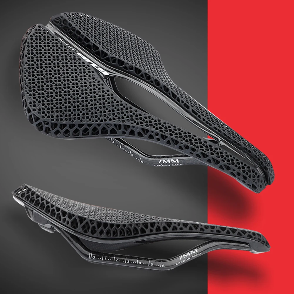 Bicycle 3D Printed Saddle Carbon Fiber Ultralight Hollow Breathable Comfortable MTB Mountain Road Bike Seat Honeycomb Cushion