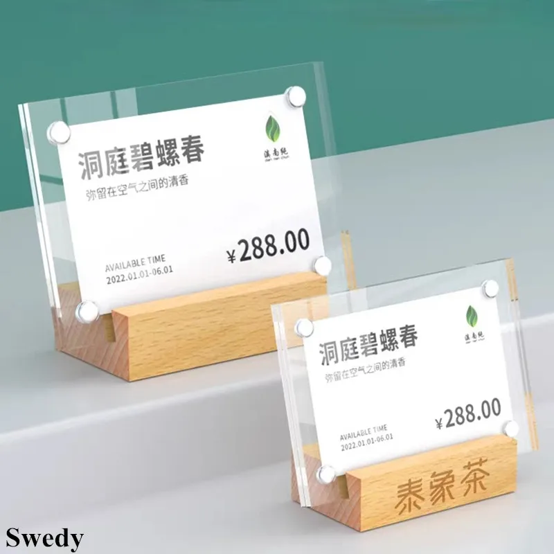 90x60mm Horizontal Vertical Two Use L Shape Table Price Label Card Tag Acrylic Paper Sign Holder Display Stand