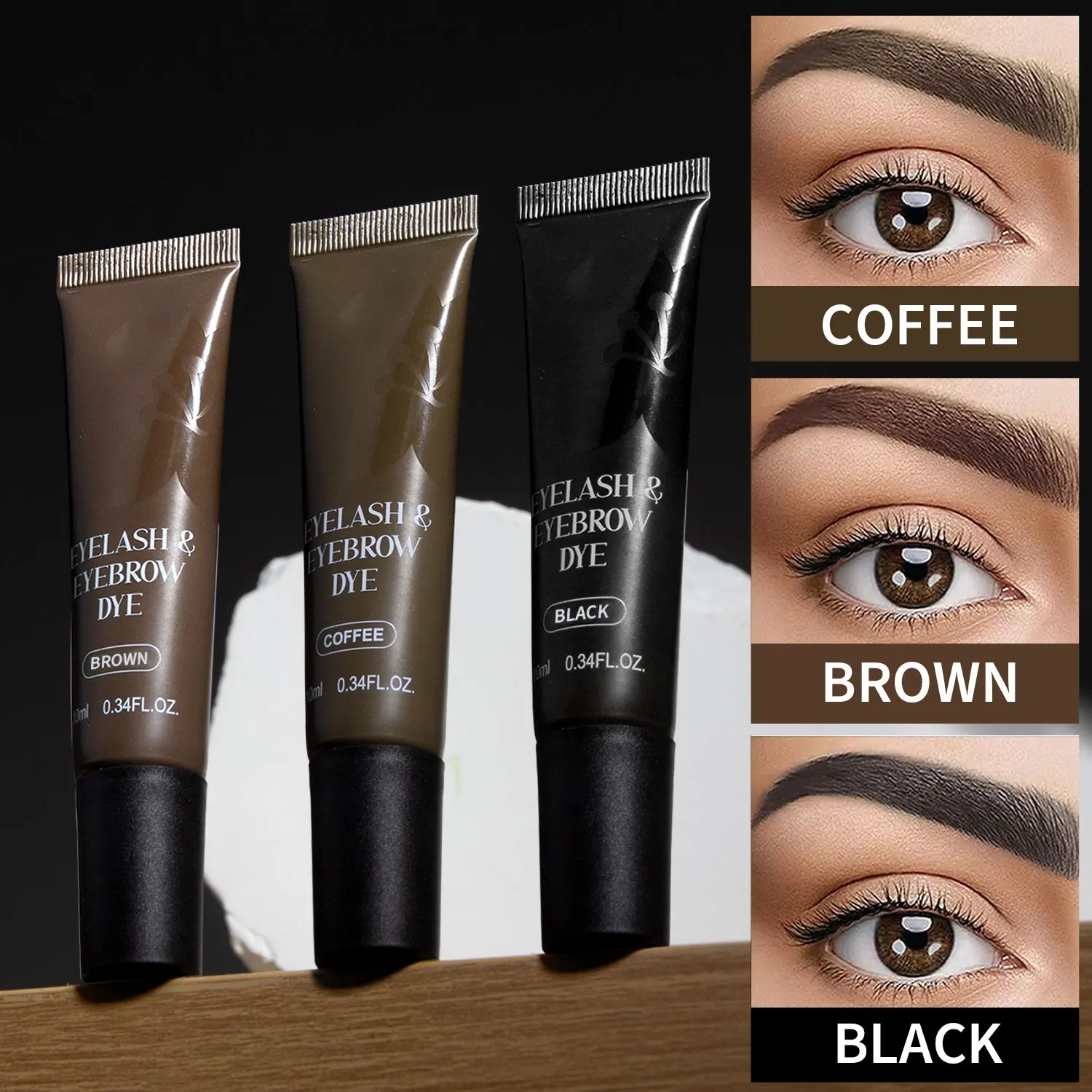 Coffee/Black/Brown Waterproof And Sweat Proof Eyebrow Tint Kit Semi Permanent Makeup - Natural Look, Styling For Men And Women