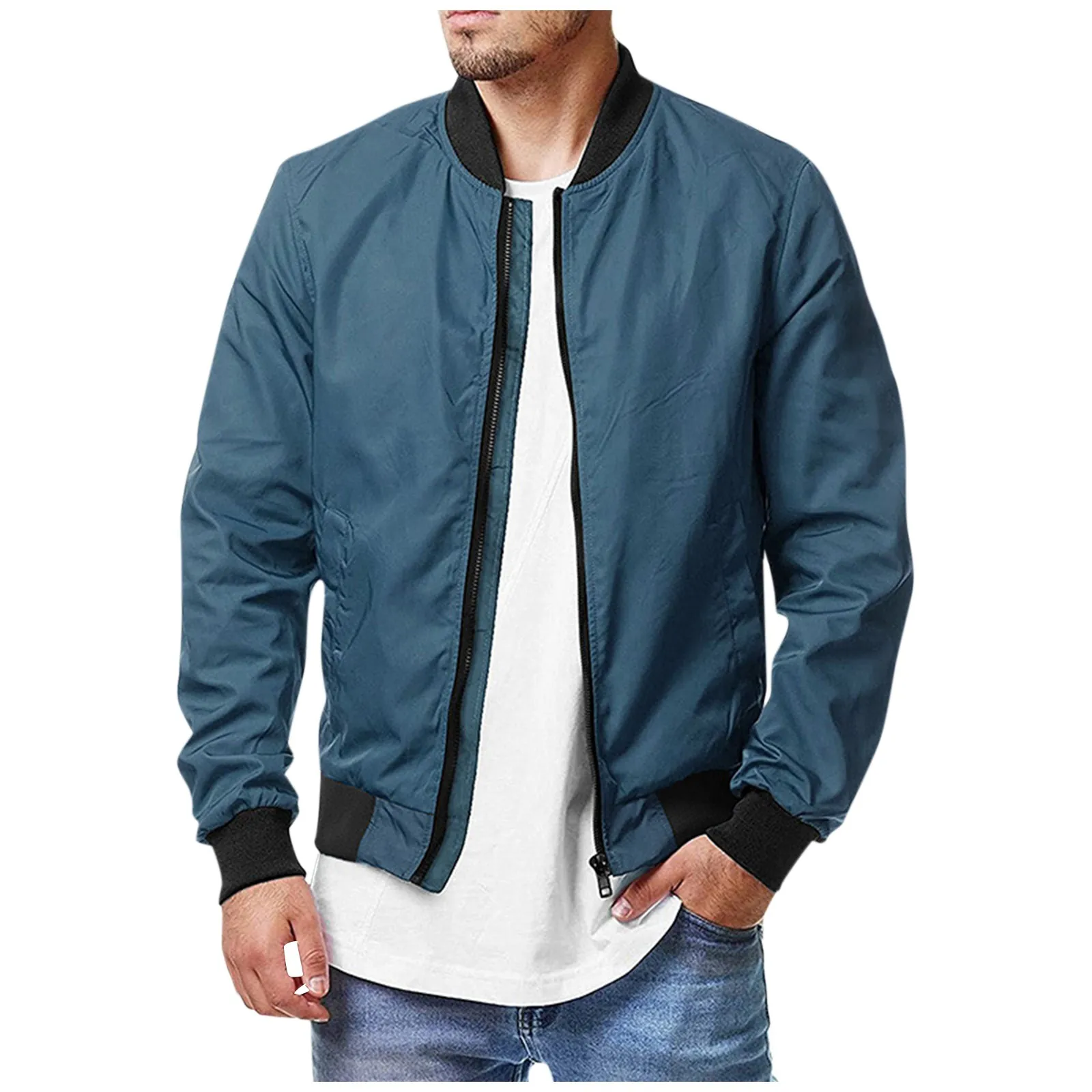 Fashion Men Casual Jacket Winter Coats Mens Lightweight Flight Bomber Jacket Spring Fall Causal Softshell Windbreaker Coat