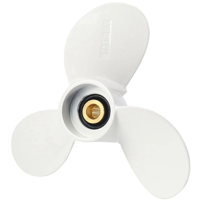 1 Piece Outboard Propeller 7 1/2X8-Ba White 6E0-45941-01-El For Yamaha Mariner 4-6Hp 3 Blades 9 Spline Tooth R Rotation