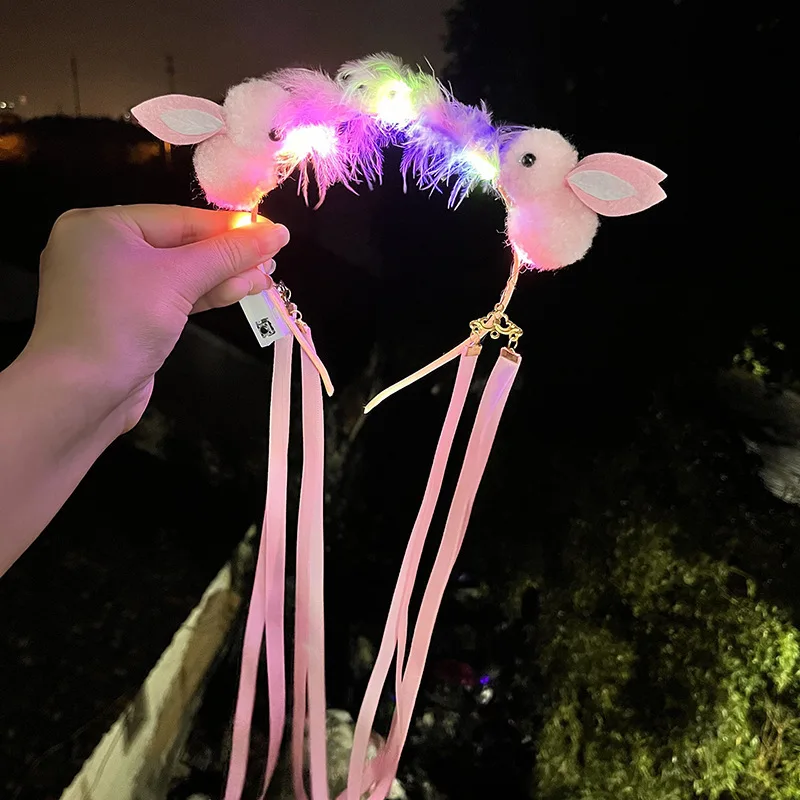 10pcs LED Rabbit Headband Light Up Bunny Hairband   Glow Party Concert Hair Accessories  Christmas navidad