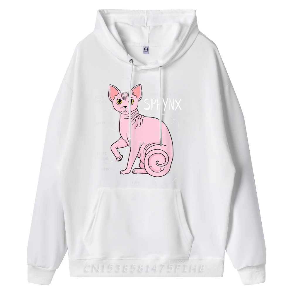 Anatomy of a Sphynx Funny Cat Graphic Shirts Men DURABLE Hoodie St Patrick's Day New In Hoodies & Sweatshirts Long Sleeve