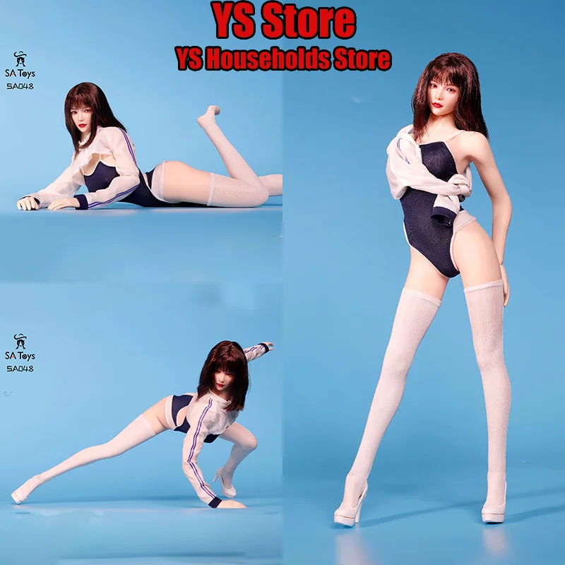 SA Toys SA048 1/6 Girl Student Preppy Swimsuit Set Short Sunscreen Coat Hot Bodysuit Long Stockings For 12