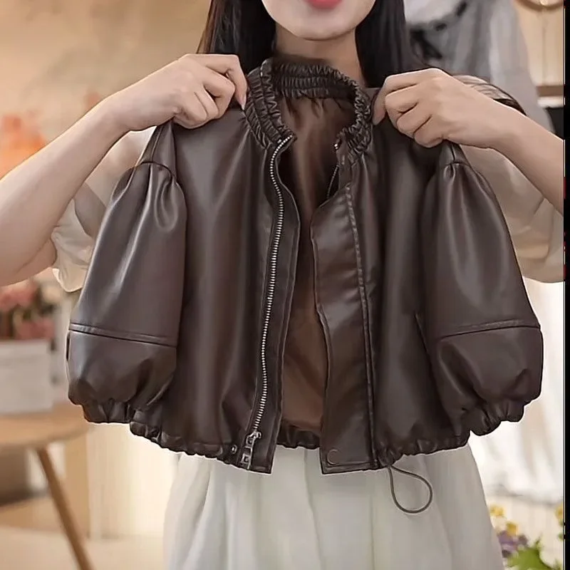 

Детская весенне-осенняя красивая кожаная куртка, новинка весны 2024, милая детская простая модная универсальная однотонная куртка для отдыха