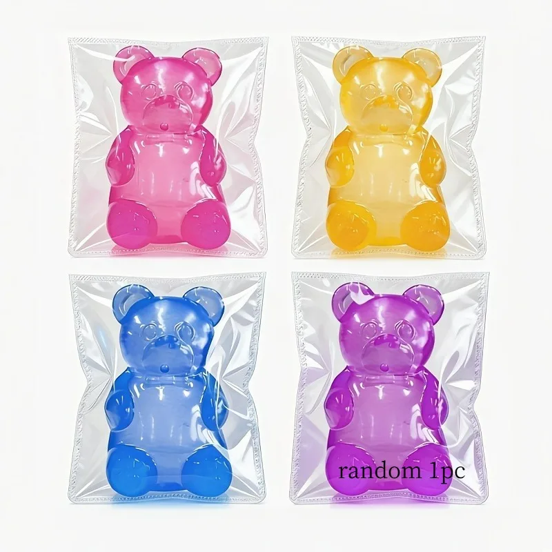 Transparent Clear Bear Squishy Soft Squeeze Toy Stress Relief Fidget Toy Stretchable Cartoon Bear Sensory Decompression Gift image 3