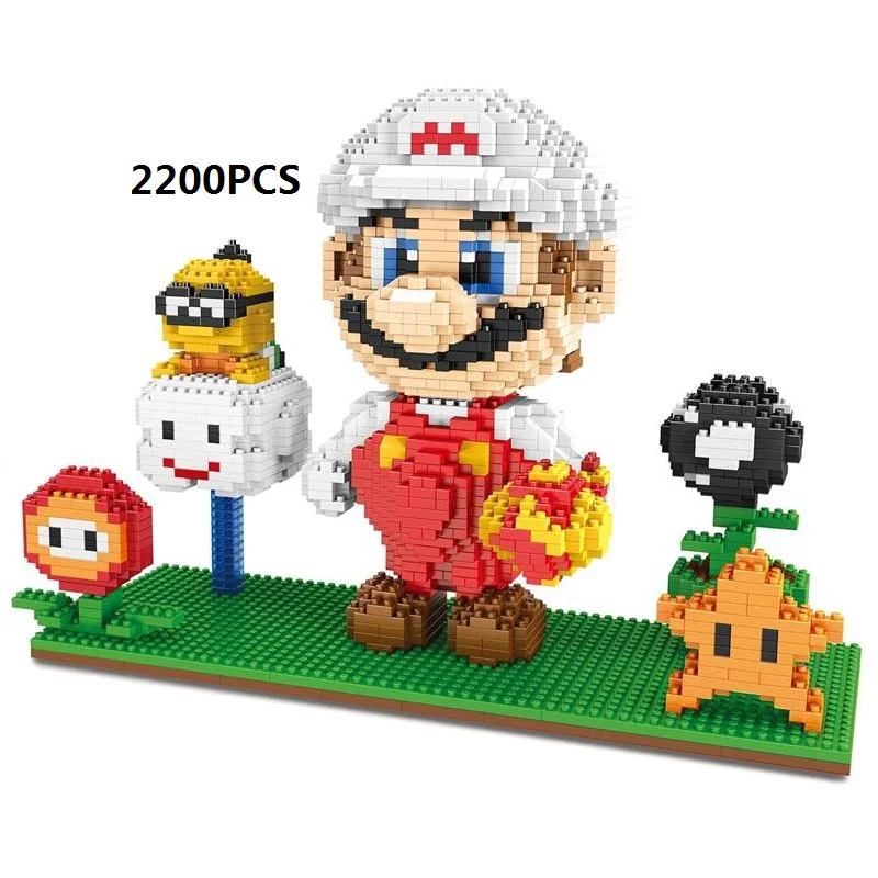 New Anime Mini Blocks Cute Cartoon Peach Luigi Building Bricks Toys for Children Present Bowser Valentine Girls Boy Juguetes