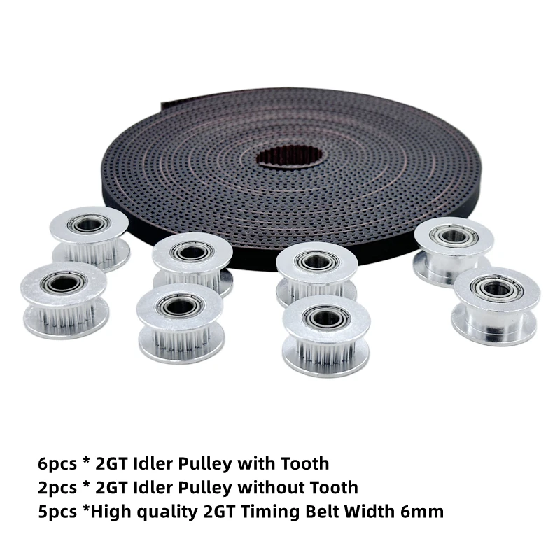 1 Set Aluminium GT2 20T Umlenkrolle mit 5M hochwertigem 2GT Zahnriemen 6mm Kit 20 Zähne Umlenkrolle Bohrung 5mm für 2GT 3D-Drucker-Teile – Detail 6