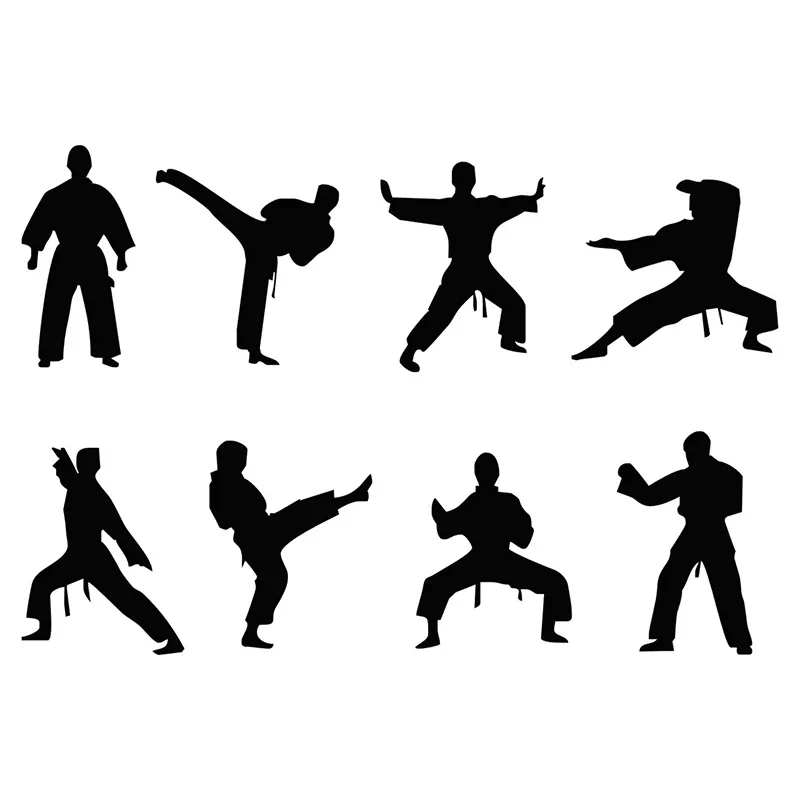 Car Stickers Kung Fu Karate Martial Arts Figures Competition Silhouette Decals Car Stickers Exterior Accessories Supplies