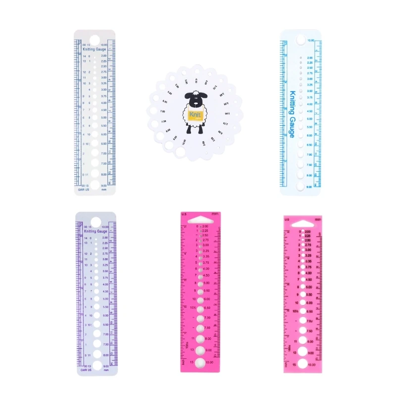 Plastic Knitting Gauge Ruler Stitching Needle Gauge Tool, Circle Geometric Ruler