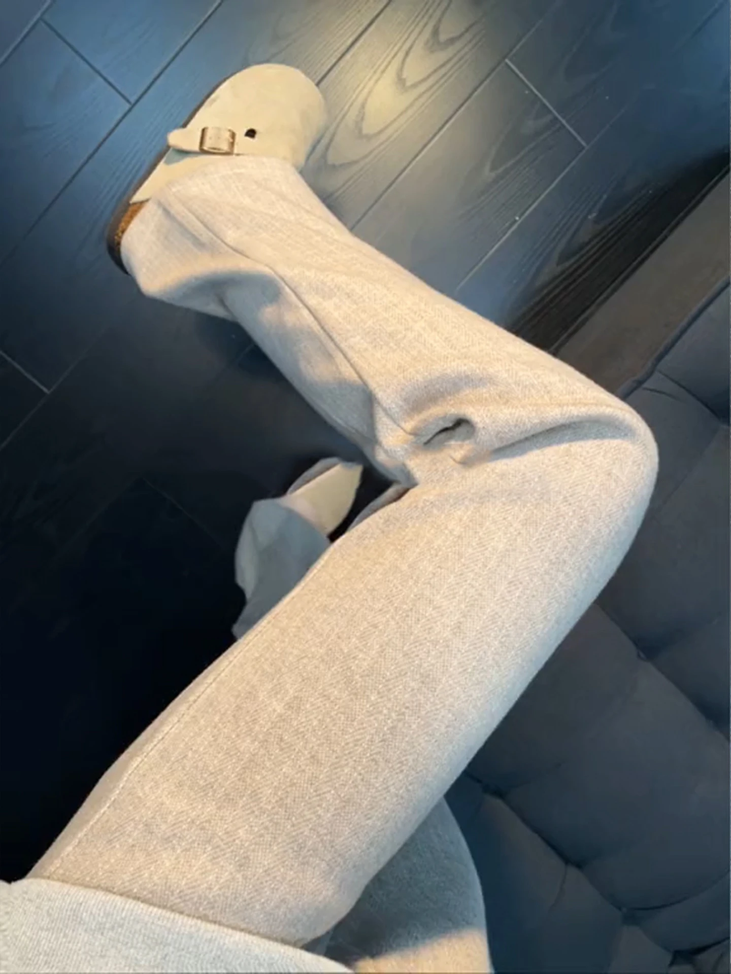 

Khaki Woolen Trousers Men's Autumn Winter Fleece Lined Sports Sweatpants Heavyweight Cleanfit Straight Leg Micro Flared Pants