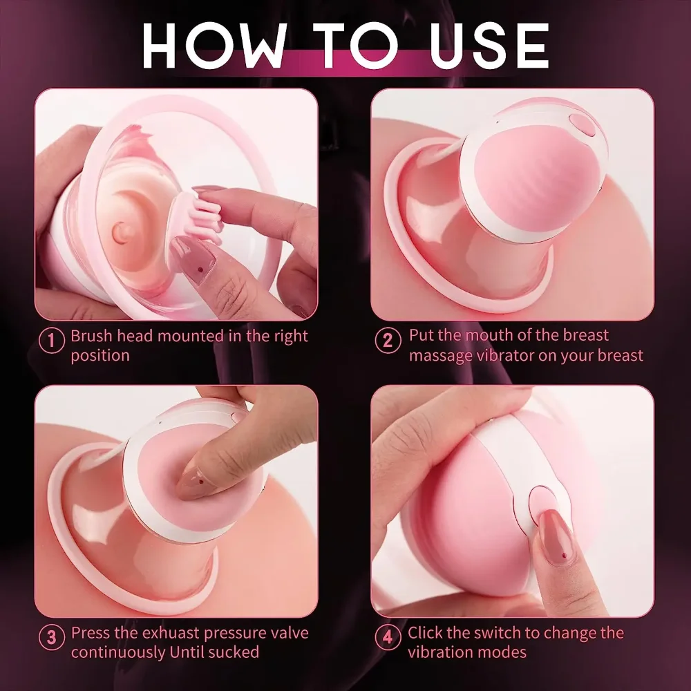 Breast Massage Nipple Sucking Vibrator  10 Vibration Rotation Modes Strong Manual Sucking Stimulator  Female Breast Stimulator view 6