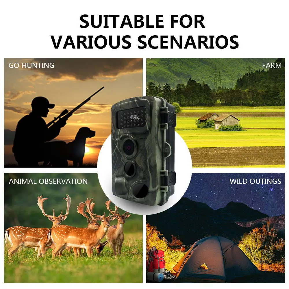 PR3000 Outdoor Hunting Surveillance Camera 1080P HD Infrared Camera 36 Megapixel Triple Sensor Head with Screen Wildlife Camera