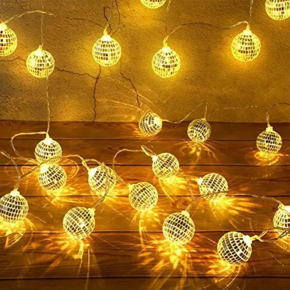 Mini LED Disco Ball String Lights Multicolor Waterproof LED String Light 20/40 LED Colorful Holiday String Lights