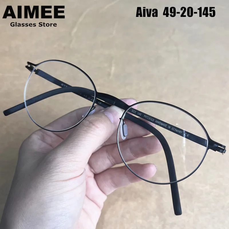 

Pure Handmade Ultralight Eyeglasses Aiva Men Women Germany Screwless Glasses Frame MYKIT Design Round Colorful Spectacles Frames
