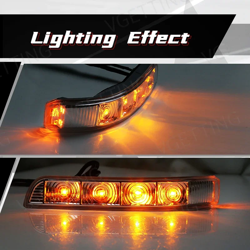 For KIA Sorento XM 2009 2010 2011 2012 2013 2014 Car Rearview Side Mirror LED Turn Signal 4-LED Amber Indicator Lamp Left/Right