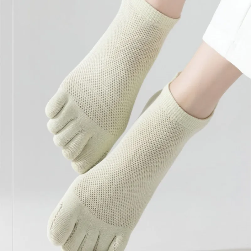 Unisex Toe Socks Men And Women Fingers Sock Breathable Pure Cotton Sports Sock Mesh Deodorant Sweat Absorption Solid Color Socks