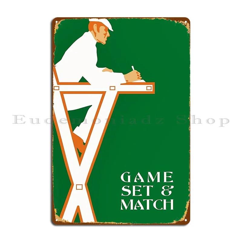 Retro Tennis Referee Game Set And Match Metal Sign Cinema Kitchen Cinema Printed Wall Mural Tin Sign Poster