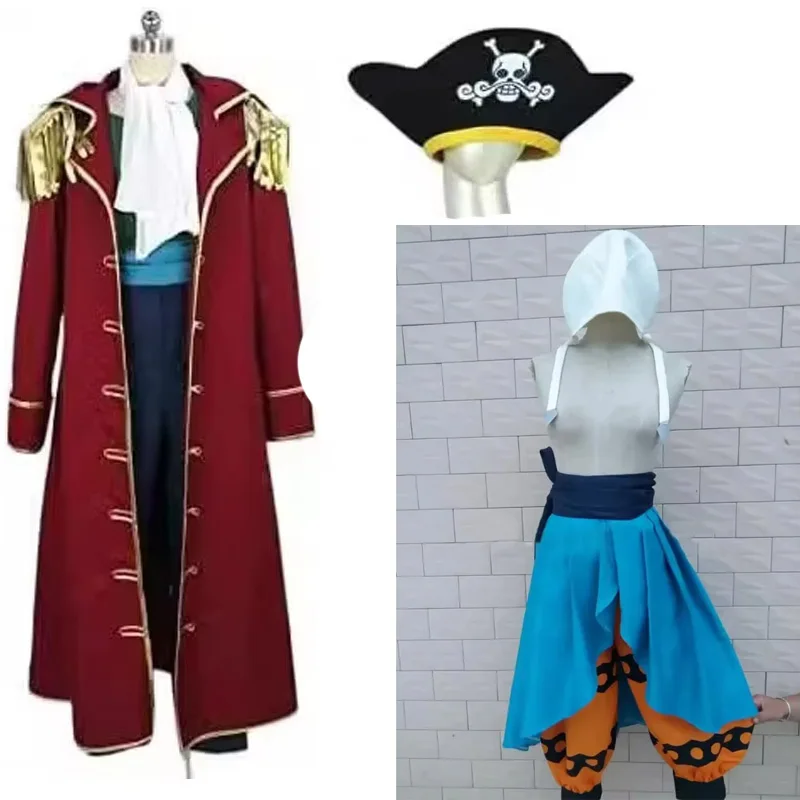 

Gol·D·Roger Enel Cosplay Costume Anime Women Men Red Long Coat Hat Sets Custom Size