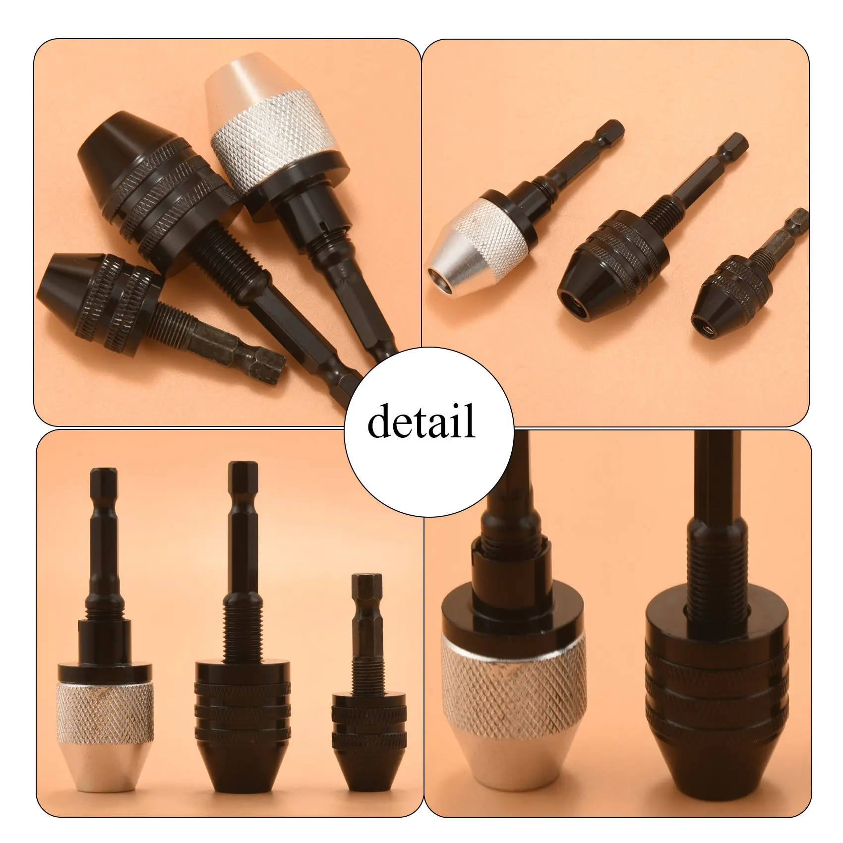 B-Est 3 pezzi Mandrino per trapano senza chiave Adattatore per trapano convertitore per mandrino autoserrante con codolo esagonale da 1/4 di pollice per strumento per trapano a percussione