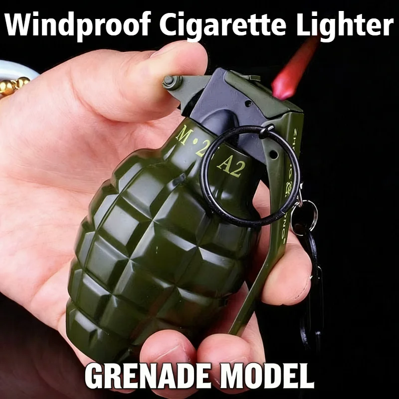 2026 Grenade Model Windproof Lighter for Smokes Red Fire Metal Cigar Igniter Open Flame Cigarette Lighters & Smoking Accessories