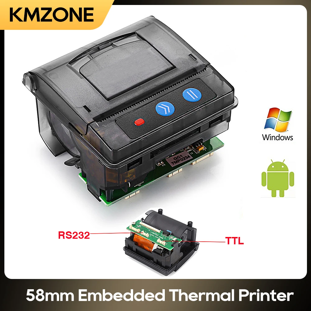 GOOJPRT встроенный POS чековый принтер билетов с интерфейсом RS232 / TTL 5 В-9 в Windows Android 58 мм Мини термопанельный принтер