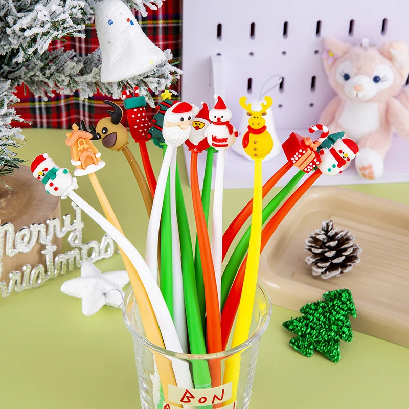 Kawaii Christmas Gel Pens Cartoon Christmas Tree Elk Santa Claus Shake Pens School Office Supplies Student Stationary Gift