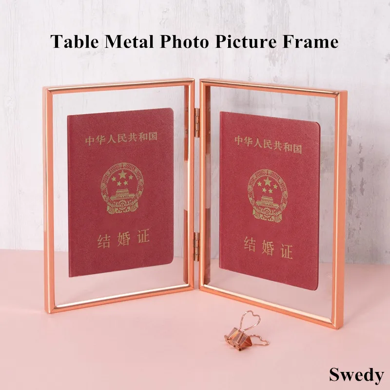 

6 Inch 102x152mm Double Pages Sign Holder Menu Paper Home Office Decorate Wedding Gift Metal Picture Photo Artwork Frame