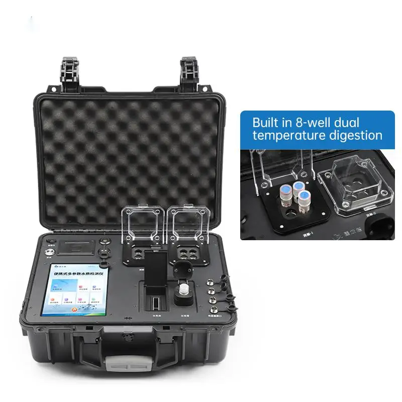 Portable Multi-Parameter Water Quality Testing Equipment with Full Set of Accessories and 4 Reants Kits