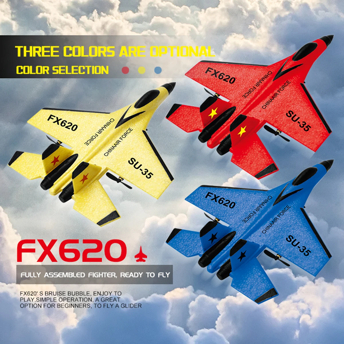 FX620 two channel SU35 remote control aircraft fixed wing Su 35 fighter electric model foam aircraft