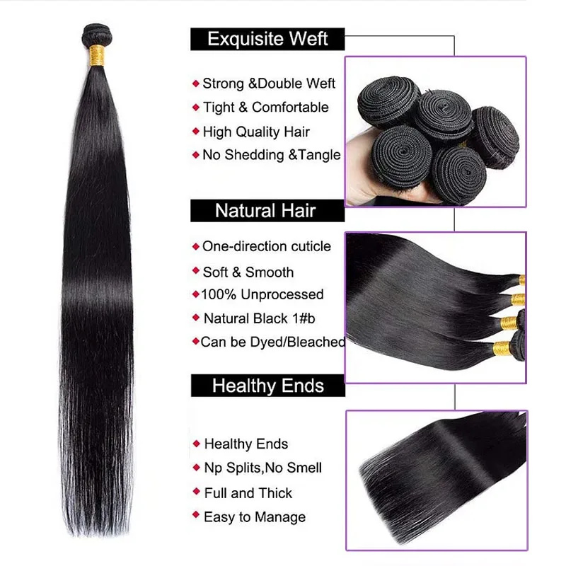 Bone Straight Human Hair Bundles 10A 12A Remy Human Hair For Women Weave Bundles Natural Black Hair Extensions Wholesale Price