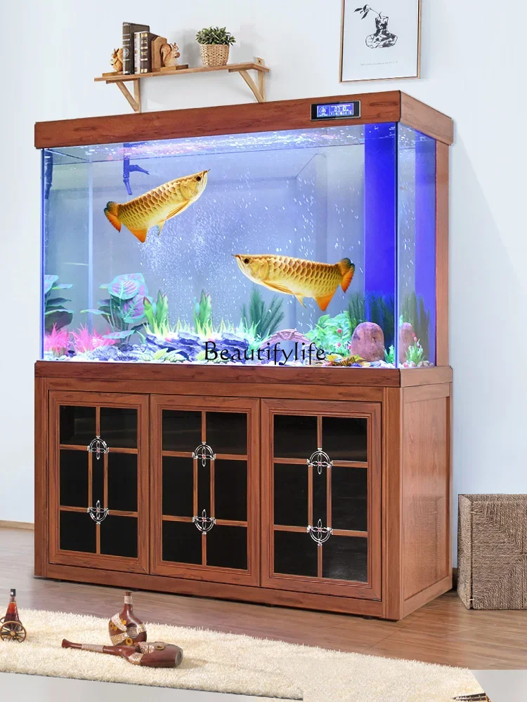 

Fish Tank Aquarium Living Room Ecological Medium and Large Bottom Filter Ultra-White Glass Partition Screen