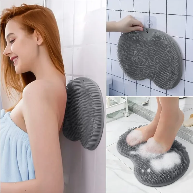 Foot & Back Scrubber Body Shower Brush Reusable Silicone Brush Foot Wash Mat Multifunction Sucker Wall Mat Foot Bathing Tool